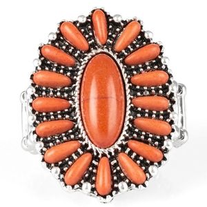 Beautiful orange color flowered paparazzi ring